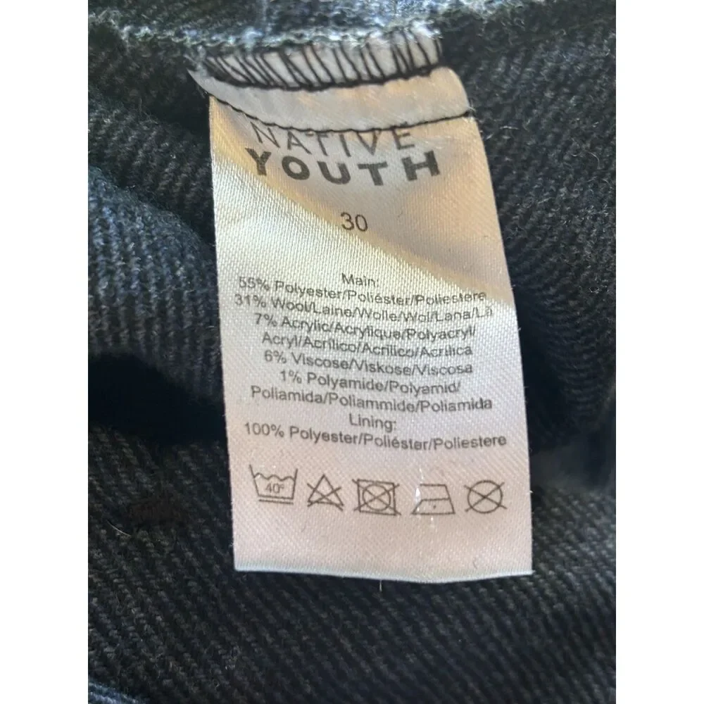Native Youth Navy Blue Wool Weekend Surge Slim Fit Cargo Pants Size 30